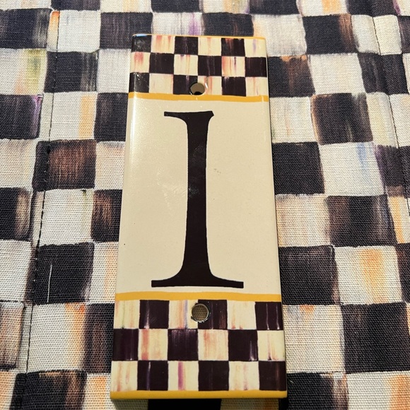 Mackenzie Childs Courtly Check ceramic house number - Picture 2 of 8